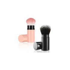2 Pack Retractable Kabuki Makeup Brush, Travel Face Blush Brush, Portable Powder Foundation Brush with Cover for Blush, Sunscreen, Bronzer, Buffing,