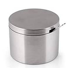 MOONDAME Stainless Steel Sugar Bowl with Lid Spoon Seasoning Jar Condiment Pot Container Canister Kitchen Gadgets Jars with Rack 16pcs
