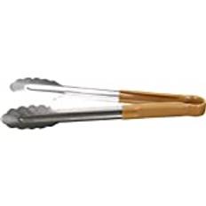 Hygiplas Pro-Grade Kitchen Serving Tongs 300mm, Brown Colour Coded - For Use With Serving Vegetables, Stainless Steel, Vinyl Coated Handles | CB156