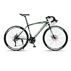 TiLLOw 700C Wheels, Adult Bicycle, 21/24/27/30 Speed, Road Bike Road Bicycle Racing, Dual Disc Brake Variable Speed Men's And Women(Black-green,21-SPEED_700C)