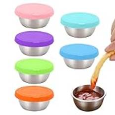 Small Condiment Containers | Stainless Steel Condiment Holder,Easy to Open Dipping Sauce Cups, Reusable Leakproof Colorful Compact Salad Sauce Cups for Lunch Boxes