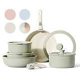 CAROTE 17pcs Pots and Pans Set, Ceramic Cookware Set Detachable Handle,  Induction Nonstick Kitchen Cookware Sets with Removable Handle, Non Stick  RV