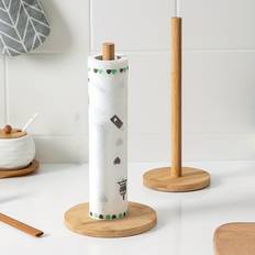 Sturdy Wooden Paper Towel Holder With Weighted Base - Versatile Roll Dispenser For Kitchen, Bathroom & Living Room Decor
