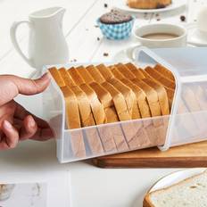 "kitchen Essential" Square Bread Box With Latch Closure - Transparent, Sealed Storage For Bread, Pasta, Grains - White