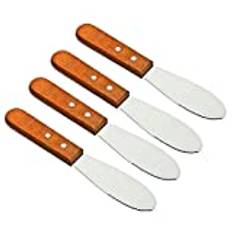 TINGFENG 4PCS Butter Knife Cream Spatula Serrated Stainless Steel Wooden Handle Pastry Cake