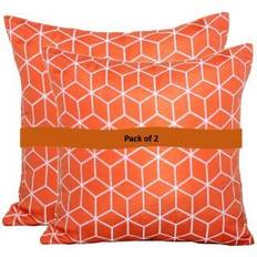 Royalcraft Geometric Patterned Square Polyester Tufted Orange Scatter Cushion 45x45cm - Pack Of 2