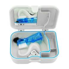 Mini denture case container dental false teeth storage box with mirror brush