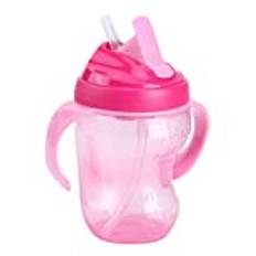 260ml Baby Sippy Cup Toddlers Water Drinking Cup Double Handle Straw Trainer Cup Non Slip Leakproof Water Infant Learner Transition Cups Children's Summer Water Bottle(Pink)