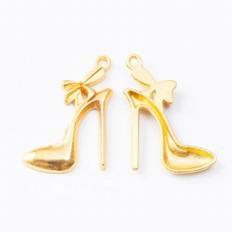 Alloy Lady High-heel Shoe Charms 19*29mm 50pcs AAC1442 - Multicoloured