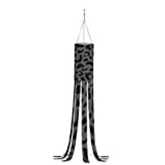 Leopard Theme,Halloween Ghost Windsock Flag,Colorful Leopard Print,Outdoor Hanging Decor for Yard Patio Garden Pathway Party Decorationgray Black,S with Light