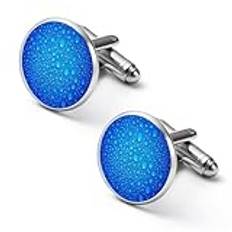 Water Drops on Glass Cufflinks for Men Round Cuff Links Shirt Cufflinks Jewelry for Wedding Party Business Gifts 2.0cm