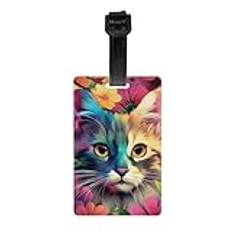 Colorful Flower Cat PVC luggage tag, soft rubber material, light and flexible, information protection, full-width printing, high recognition