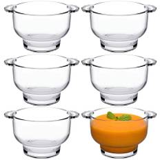 410ml Pasabahce Small Clear Glass Soup Bowl Set 6 with Handles Dishwasher Safe