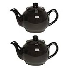 Price & Kensington Traditional Ceramic Tea Serving Teapot 6 Cup Black (Pack of 2)