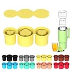 Ice Cube Tray for Stanley Cup Silicone Ice Mold Insulated Water Cup Special Ice Molds Heart Shaped Hollow Easy Release Picnic Beach Party Whiskey Tea Coffee Kitchen Utensil Gadgets with Lid (B)