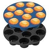 Pack of 2 Large Silicone Muffin Pans for 12 Muffins, Non-Stick Muffin Tray  Non-Stick Coated Baking Tray Baking Pan for Cupcakes, Brownies, Cakes,  Pudding 33 x 25 x 3 cm (Gray) 