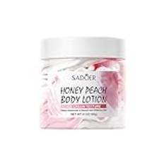 SADOER Honey Peach Body Lotion Whipped Body Butter, Pink Honey Peach Scented, Refreshing And Non-Sticky, Intense Hydration, Ice Cream Texture, Deeply Moisturizes & Smooth Skin. 6 Oz Per Can