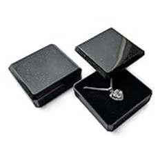bysilverchain 2 PCS Jewellery Boxes Black Organizer for Necklaces Pendants Earrings Rings Cufflinks Chains Anklets Gold Glittered Interior Foam Padded Compartments Gift Idea