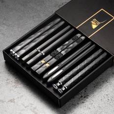 5 Pairs Reusable Metal Chopsticks Set - Elegant Tableware For Sushi And Asian Cuisine - Perfect Gift For Men And Women - Jin 5Pairs