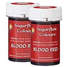 Sugarflair Spectral Blood Red Food Colouring Paste, Highly Concentrated for Use with Sugar Pastes, Buttercream, Royal Icing or Cake Mix, Vibrant Colour Dye - 25g (Pack of 2)