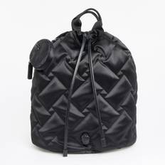 Black Quilted Drawstring Backpack - nosize