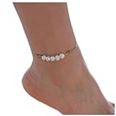 Cimenexe Bohemian Pearl Anklet Bracelet Brown Woven Rope Pearl Ankle Bracelet Pearl Bead Chain Anklet Adjustable Wax Anklets Summer Beach Foot Chain Jewelry for Women and Girls