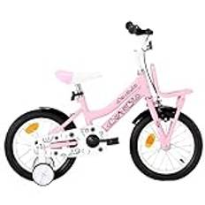Mengtu Kids Bike with Front Carrier 14 inch White and Pink Bicycles