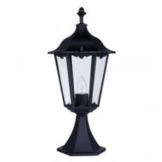 82503BK Alex Single Light Bollard Lamp In Black Finish With Clear Glass