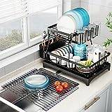 Dish Drying Rack, 3-tier Large Dish Bowl Racks For Kitchen Countertop,  Detachable Large Capacity Dish Drainer Organizer With Utensil Holder, Cup  Holder, Dish Drying Rack With Drain Board, White&black, Kitchen Accessories  