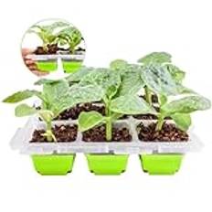 QTUN Seed Trays 9 Cells Reusable Seed Starter Tray, Mini Propagator Greenhouse Plant Growing Trays for Starting Vegetable, Flower & Herb Seeds, Indoor Grow Kit for Plant Seedlings