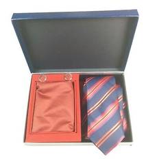 Mens tie cufflink hanky set navy red stripes clearance sale xmas gift present