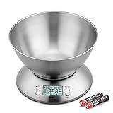 Himaly Digital Kitchen Scale with Measuring Bowl, LCD Display Food Scale,  11lb, Silver 