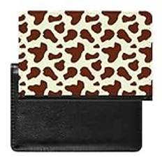 Brown White Cow Pattern Portable Passport Credit Card Holder Cover Travel Essentials Wallet for Women Men