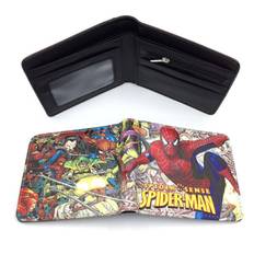 - men kids boys bifold wallet pu leather superhero coin purse card holder pouch↑
