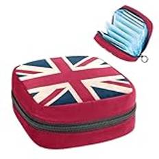 Sanitary Napkin Storage Bag, I Love The UK Vintage British Flag First Period Kit Bag for Girls Women, Menstrual Cup Pouch Feminine Menstruation Tampon Bags Holde