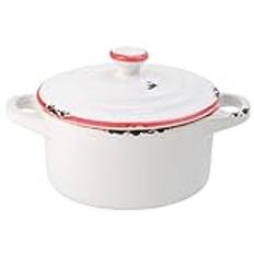 Utopia Avebury White & Red Mini Casserole Dish 4inch / 10.5cm - Mini Casserole Pot, Suitable for Sauces