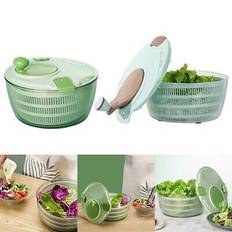 Easy to clean salad spinner with transparent bowl and dishwasher safe option