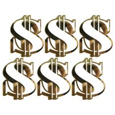 Dollar sign cupcake toppers - 6pcs money themed decor for parties