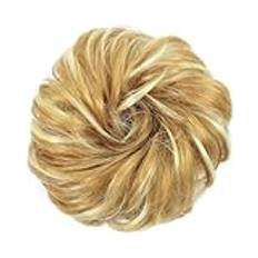 Wigs ﻿, Synthetic Hair Bun Messy Chignon Ponytail Hair Extensions Elastic Rubber Band Scrunchies for Women Blonde Brown Wave Bun,Ponytail Hair Patch(Q-27H613)