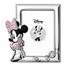 VALENTI & CO. Disney Baby Minnie Mouse - Silver Photo Frame for Children's Bedroom Table or Bedside Table with Colourful and Candy Shaped Details