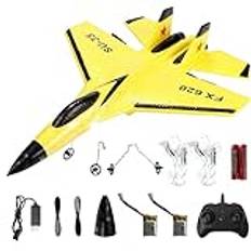 Plane For Kids, Plane Su35 Model Jet Fighter Remote Control Aircraft, Remote Control Airplane Fighter Jet 2.4g Drone Plane, Foam Aircraft Su-35 Plane 2 Channel, Airplane Toys For Kids Gifts (Yellow)