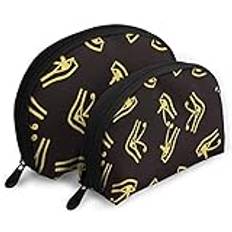 Womens Gold Glitter Eye On Black Pattern Travel Cosmetic Bags Waterproof 2PC Makeup Clutch Pouch Cosmetic and Toiletries Organizer Bag Portable Travel Toiletry Pouch Girls