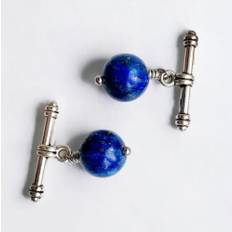 Blue lapis lazuli and silver cuff links (brand hand made in london)