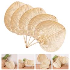 5 pcs peach-shaped hand fan protable home cool fans gift rattan