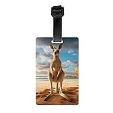 Kangaroo on The beach PVC luggage tag, soft rubber material, light and flexible, information protection, full-width printing, high recognition