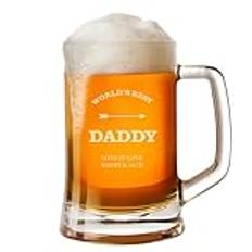 EDSG Personalised Beer Glass Pint Glass Gifts for Men 600ML Fathers Day Engraved Beer Glass Beer Mug Beer Tankards for Dad Grandpa Daddy Him Husband(Design 2)
