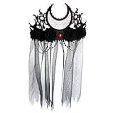 5 Pcs Mesh Crown Gothic Headpiece | Moon Veils Cosplay Headdress | Baroque Queen Lace Headband Gothic Headdress Masque For Halloween, Costume