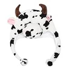 ibasenice 1pc Cow Hat Plush Cattle Hat Toddler Plush Hats Cow Accessories Earflap Hat Cow Ears Hat Crazy Hat Halloween Ear Muffs for Kids Winter Cap Beanie Child The Cow White Short Plush