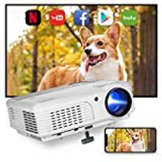EUG Video Projector 7500LM Full HD 1080P, Wireless WiFi Bluetooth Projector, 200" Smart Outdoor Movie Android Projector Support Phone Mirroring/Zoom for Home Theater,TV Stick,Laptop,DVD,HDMI,USB
