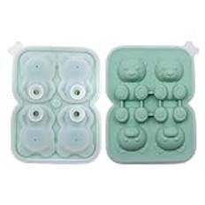 Silicone Bear Ice Cube Tray, 4 Compartments Ice Cube Mould with Lid, Silicone Ice Moulds, Kawaii Small Ice Mould for Cocktail, Whisky, Back